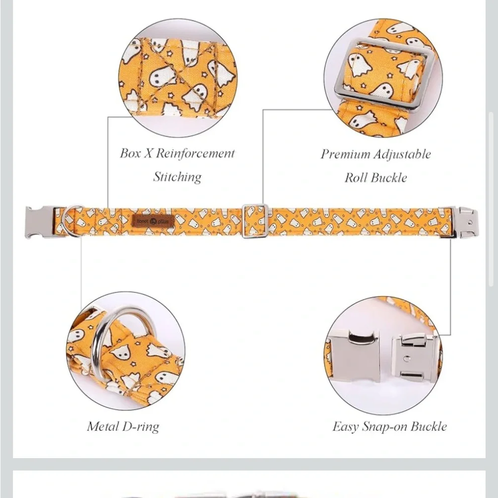 50%offw❤️ New Halloween Fall Adjustable Dog Collars With Detachable Bow L 119